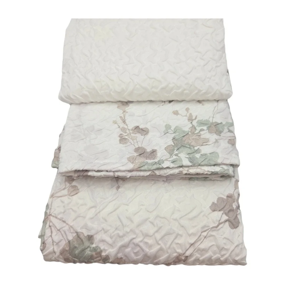 DKNY Wallflower Microsculpt Shower Curtain White Green Floral 72x72 NEW